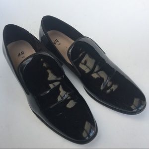 H&M Black Faux Patent Loafers